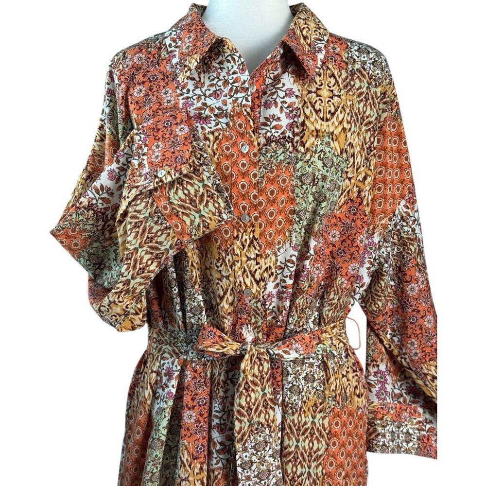 Cato Patchwork Belted Multicolor Dress Three-Quar… - image 3